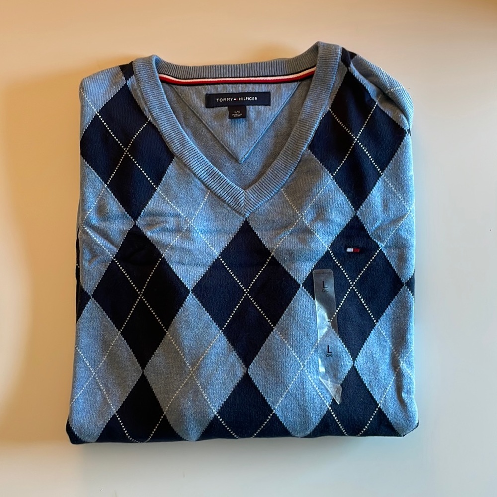 NWOT Tommy Hilfiger Argyle Sweater Mens L